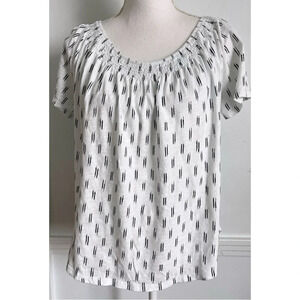 Loft • White Black Patterned Stretchy Blouse